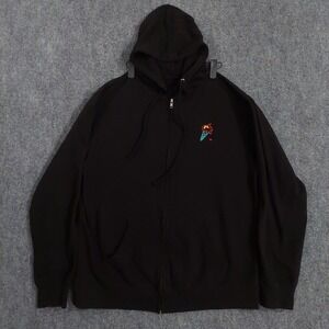 BLUR Hoodie Mens XL Black Full Zip Flaming Ice Cream Man Fleece Sweatshirt